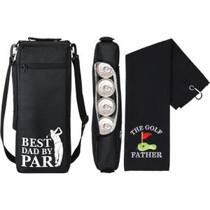 2 x Realspring Golf Cooler Bag Golf Accessories Kit for Men with Golf Towel Golf Ball Cleaning Brush Divot Repair Tool Small Soft Cooler Bags Insulated Beer Cooler Holds for Father's Day Golf Gifts