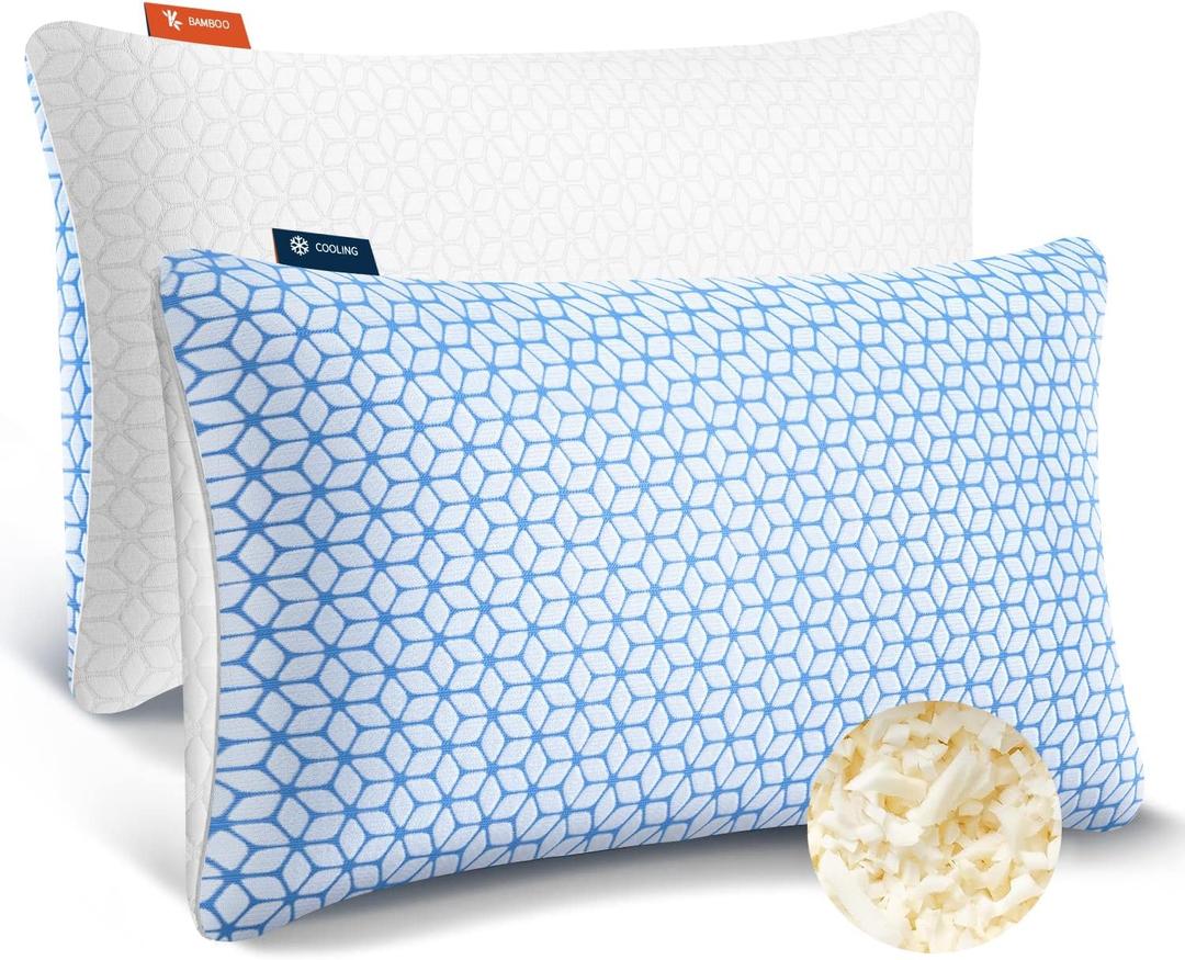 Shredded Memory Foam Pillows King Size Set of 2, Cooling Pillow Firm and Soft Adjustable for Side Back Stomach Sleepers (King (2 Pack))