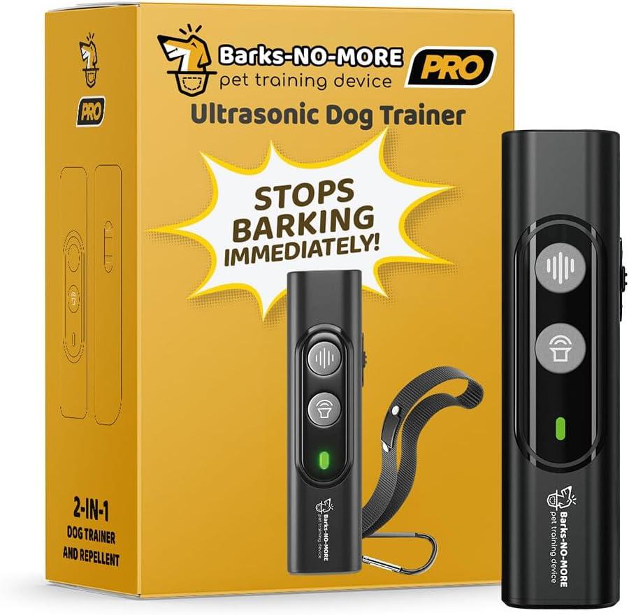 Pro Dog Bark Deterrent and Training Device - Stop Barking Without Hurting Your Pet - Rechargeable Ultrasonic Dog Bark Trainer - Just Point and Press, Black