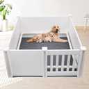 Whelping Box for Dogs and Puppies with Pig Rails and Waterproof Pad, 484818 in Whelping Supplies with Adjustable Height Door for Medium Small Dogs