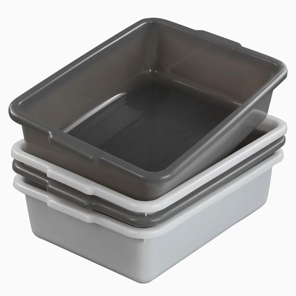 Teyyvn Plastic Bus/Utility Box, Commercial Wash Basin Tote Box, 4-Pack 