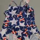 Girls Tankini Swimsuit UPF50+ Ruffle 2 Piece Bathing Suit Full Coverage Kids Swimwear (6-7 Years, Blue White)