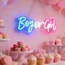 Nordstylee Led "Boy or Girl" Neon Signs Gender Reveal Party Decorations Neon Letters Signs Pregnancy Announcement Party Supplies Baby Shower Yard Signs(blue-pink)