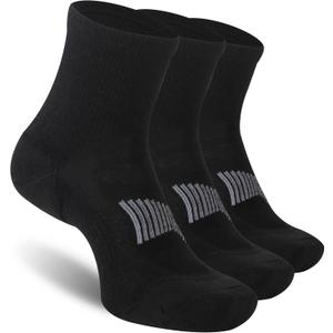 Men's Women's 90% Merino Wool Ankle Athletic Business Casual Running Arch Support Everyday Thin Wool Socks (Large, Black)