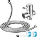 Dreyoo 118 in Extra Long Stainless Steel Shower Hose & Brass G1/2 3 Way Diverter Combo Kit with 2 Plumber Tape, Flexible Handheld Head Hose, Shower Arm Diverter Valve for Universal Replacement