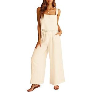 ANRABESS Women's 2 Piece Outfits Linen Pants Jumpsuit Matching Lounge Set Casual Summer Beach Vacation Trendy Clothes, S