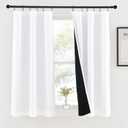 NICETOWN 100% Blackout Kitchen Curtains 54 inches Long, Completely Blackout Window Treatment Thermal Insulated Lined Rod Pocket Drapes for Infant (White, 1 Pair, 37 inches Width Each Panel)