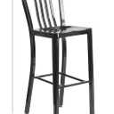 Flash Furniture Commercial Grade 30" High Black Metal Indoor-Outdoor Barstool with Vertical Slat Back | Commercial Grade, Indoor/Outdoor Use, Metal, 1 Pack