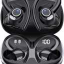Wireless Earbuds, Bluetooth 5.4 Headphones Sport, Over Ear Buds With ENC Noise Cancelling Mic, 48H, Wireless Earphone With Earhooks, Stereo Deep Bass, IP7 Waterproof ear bud for Workout Running, Black