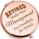 Retirement Gifts for Women 2025 Compact Mirrors Funny Retired Gifts for Woman Coworker Retirement Gifts for Grandma Coworker Leaving Gift Mothers Day Christmas Birthday Presents Makeup Mirror, Rosegold