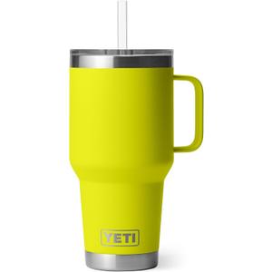 YETI Rambler Tumbler with Handle and Straw Lid, Travel Mug Water Tumbler, Vacuum Insulated Cup with Handle, Stainless Steel, Firefly Yellow And Red, 2PCS, 35oz