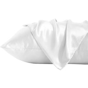 Pillowcases for Hair and Skin, Silky Soft and Luxurious Bedding Pillow Cases with Envelope Closure, 20x26 Inches, White