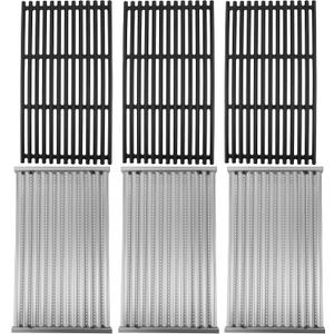 Cast Iron Grill Grates and Stainless Steel Emitter Plates for Charbroil Commercial Infrared 4 Burner 463242715, 463242716, 463276016, 466242715, 466242815, 463257520 Gas Grills