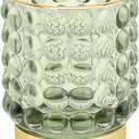 DASITON Makeup Brush Holder Organizer, Crystal Cosmetic Make Up Brush Holder, Glass Makeup Brushes Storage Organizer, Vintage Make Up Cup Desk Pen Pencil Holder, Toothbrush Holders (Green S)