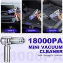 Handheld Car Vacuum Portable Cordless - 18000PA High Power with Brushless Motor, 4-in-1 Air Duster, Blower, Pump & Rechargeable Mini Vacuum for Car, Home, Office (Silver Grey+Blue)