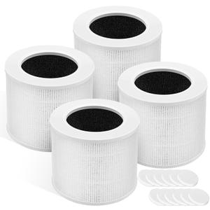 4 Pack Core Mini HEPA Filters for LEVOIT Core Mini Core Mini-P Air Purifier Replacement Filter 3-in-1 HEPA, High-Efficiency Activated Carbon, Replace Part Core Mini-RF