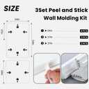 3 Sets Framed Premade Peel and Stick Wall Molding Kit – Pre-Cut Wainscoting Panels Set, Self-Adhesive Installation for Living Room, Bedroom Accent Wall Decor（54 * 24IN-24 * 24IN）