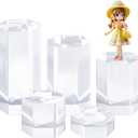 BENECREAT 5 Pcs Acrylic Blocks, Clear Hexagon Display Pedestals, Display Blocks Tabletop Display Stand, Photography Props for Miniature Collectible Jewelry Watch and Decor Displaying