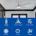 Sevenine 52 Inch Brushed Nickel Flush Mount Ceiling Fans with Lights and Remote, Low Profile Nickel Ceiling Fans for Bedroom Living Room Patio Porch, Quiet 6 Speed Reversible DC Motor, 3CCT, Dimmable