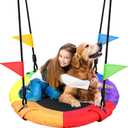 Odoland Saucer Kid Tree Swing - 900D Waterproof Oxford Platform Outdoor Round Flying Saucer Swing for Backyard with Adjustable Hanging Ropes for 12 Years Kids Color