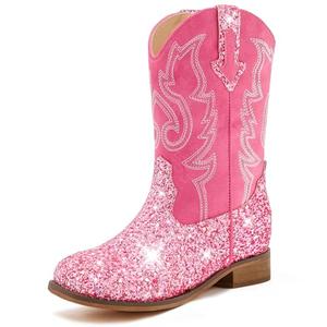 Motasha Girls Cowgirl Boots Glitter Toddler Girls Boots Pink Cowboy Boot for Girl Size 11 Little Big Kids Boot Western Riding Shoes Party Birthday ( Pink, Size 11)