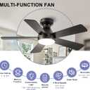 QUTWOB Ceiling Fans with Lights, 42 Inch Low Profile Ceiling Fan with Light and Remote Control, Flush Mount, Reversible, 3CCT, Dimmable, Quiet, Black Small Ceiling Fan for Bedroom Indoor/Outdoor Use