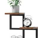 Gannyfer Office Decor Desk Shelf Organizer - Wood Desktop Shelf, Freestanding Desk Hutch, 3 Tier Storage Display Rack, Small Bookshelf with Metal Frame for Books/Plants/Toys (Rustic Brown Black), Art Deco