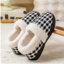 2 x UBFEN Womens Mens Slippers Memory Foam Comfort Fuzzy Plush Lining Slip On House Shoes (Black)