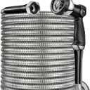 200 ft Garden Hsoe - 2025 Upgraded 304 Stainless Steel Garden Hose with 10-Function Spray Gun, 3/4'' Copper-Chrome Fittings  Lightweight, Durable, and Kink-Free, Metal Water Hoses for Gardening (Silver)