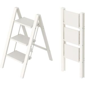 Taranta 3 Step Ladder,Aluminum Lightweight Folding 3 Step Stool with Anti-Slip Wide Pedal,330lbs Capacity Step Ladder for Household,Kitchen,Office - White