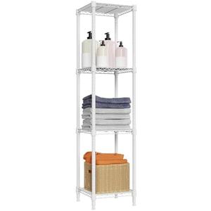 M MZG 480 lbs Storage Shelves 4 Tier Shelving Units for Storage, Wire Shelving Unit for Closet, Adjustable Shelves for Bathroom Steel Organizer Wire Rack, White 11.8" D x 11.8" W x 47.3" H