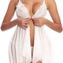 Famstar Lingerie for Women Babydoll Chemise Sexy Lingerie Sets Nightgown Lace Dress Sleepwear Teddy Outfits for Women Size L 3 Pack