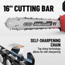 DCK 58V Cordless Chainsaw 16 Inch, Brushless Electric Chain Saw with 4.0Ah Battery & 5A Charger, Oregon Bar, Mechanical Brake & LED Light for Tree Trimming & Wood Cutting (KDCS58161BDM)