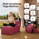 24" Wide Chaise Lounge Chair for Yoga & Exercise, Indoor Lounge Chair with Lumbar Cushion, Movable Footrest, Side Pockets, High-Density Foam Perfect for Stretching, Massage and Relaxation Wine Red