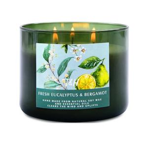 Eucalyptus Bergamot 3 Wick Candle for Home Scented | 15.8 oz Large Soy Candle | Spa Aromatherapy Candles for Home Stress Relief Relaxation | Clean Burn | Gift for Women & Men Housewarming