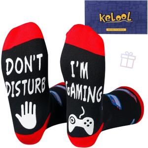Do Not Disturb I'm Gaming Socks,Men Gifts for Men Teen Boys Dad Him Son Fathers,Valentines Christmas Stocking Stuffers (Large, Red)
