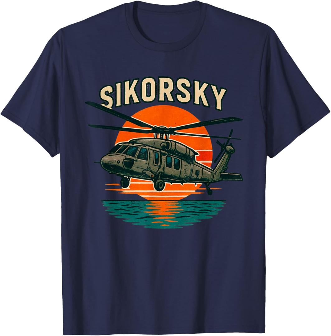UH-60 Sikorsky Blackhawk Helicopter Flying Army Pilot Gift T-Shirt. Size L