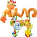 Jollybaby Crib Stroller Car Seat Toys for Baby 0-3-6-9-12 Months, Tummy Time Hanging Sensory Toys for Newborn with Music Box and Teether, Spiral Carseat Toy for Infant Boys Girls Gifts (Giraffe)