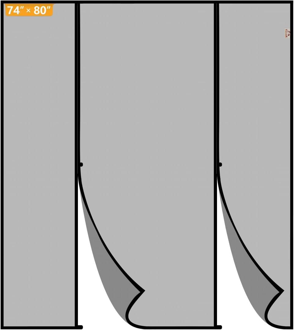 Yotache Magnetic Screen Door Fit Doors 74"x80", Screen Size 76"x81" Double-Sided Opening Reinforced Mesh with Strong Magnets for Sliding Door, Large Front/Back Patio Doors (Black)