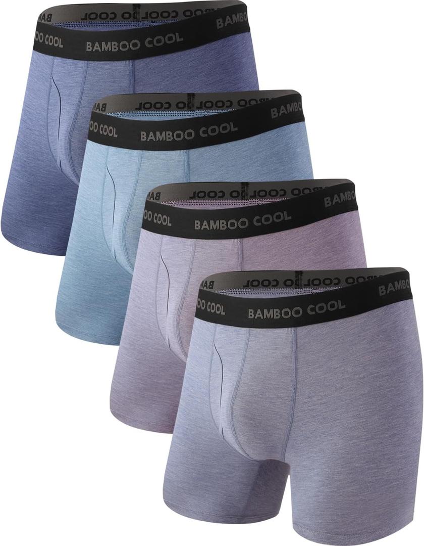 BAMBOO COOL Men's Ultra Breathable Underwear,No Riding Up Boxer Briefs with ComfortFlexible Waistband,Multipack (XXXL)