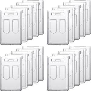 Zonon 20 Pcs ID Card Holders Clear Plastic Rigid Name Badge Heavy Duty Hard Case Transparent Badge Protector for Office School Travel(Vertical)
