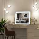 FENNIO Vanity Mirror with Lights 14x12 Inch - Makeup Mirror with Lights Tabletop, 3-Color Dimmable Lighted Mirror, Touch Control Desktop Mirror for Women (Gold)