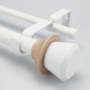 Nordic Style White Double Curtain Rod Set with Decorative Finials, 36-72 inch, Standard Double Drapery Rod for 1 Pack, 1 Inch diameter, Adjustable Length