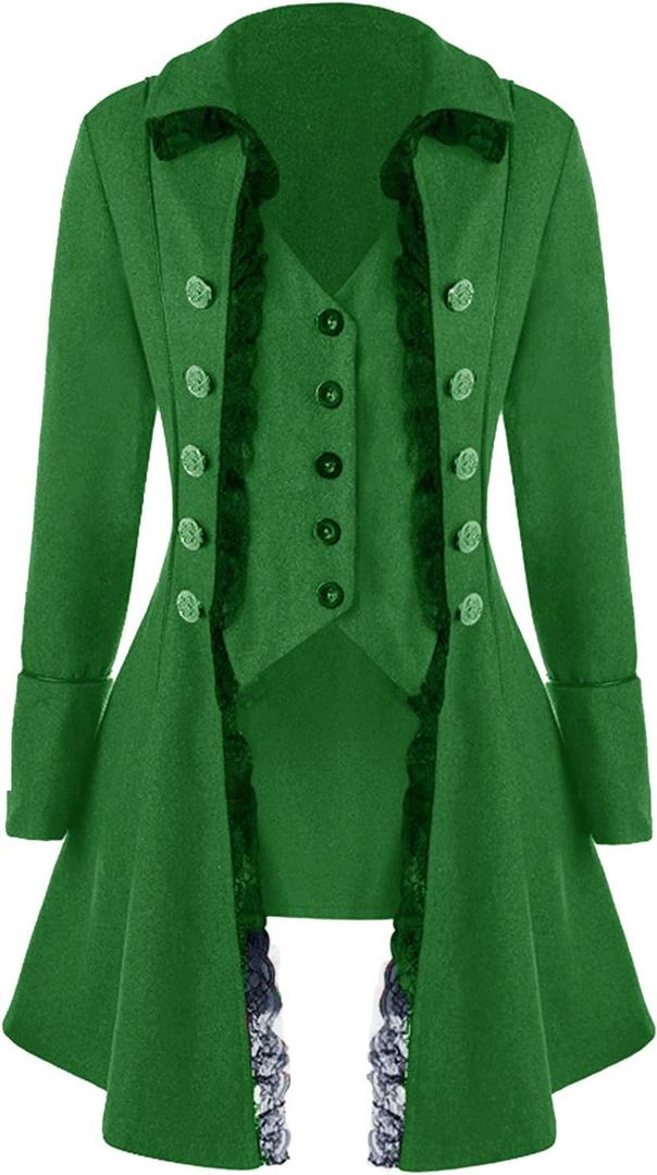 VNVNE Women's Gothic Steampunk Corset Halloween Costume Coat Victorian Tailcoat Jacket (Medium, Green) VNVNE Women's Gothic Steampunk Corset Halloween Costume Coat Victorian Tailcoat Jacket (Medium, Green)