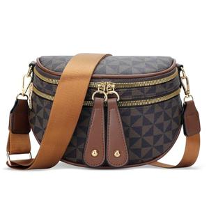 KKXIU Crossbody Sling Bag for Women Trendy Fanny Pack Vegan Leather Chest Bag(1-Brown)