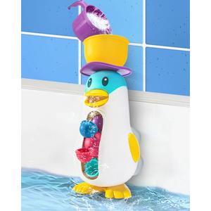 Baby Bath Toys, Toddlers Waterfall Bathtub Toys with Suction Cups, Penguin Kids Bath Toys with Rotatable Waterwheel, Birthday Gift for Boys Girls
