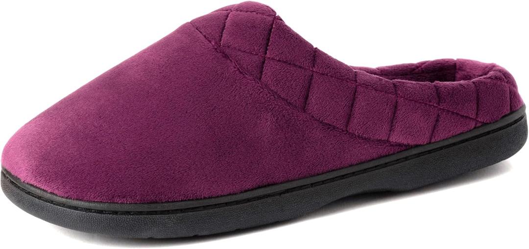 Dearfoams Women's Lightweight Memory Foam Indoor House Slipper Darcy Velour Clog with Wide Widths (11-12, Aubergine) Dearfoams Women's Lightweight Memory Foam Indoor House Slipper Darcy Velour Clog with Wide Widths (11-12, Aubergine)