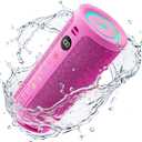 BassBloom Roar 3 Portable Bluetooth Speaker,20W Powerful Sound with JIKE Bass,IPX6 Waterproof,24H Playtime,Bluetooth 5.4,RGB Lights,Wireless TWS Pairing,Outdoor for Camping and Beach (Pink)