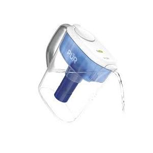 PUR Plus 11-Cup Water Pitcher,, Cleaner, Great-tasting Water, Dishwasher Safe, Powerful Filtration, Filter Change Light Indicator, LockFit Cap Design - White