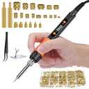 Preciva Threaded Inserts Set, 300Pcs Heat Set Inserts with M2 M3 M4 M5 M6 M8 Insert-Tip, 100W Digital Soldering Iron, Holder and Tweezer, for 3D Printer Parts or Plastic Parts